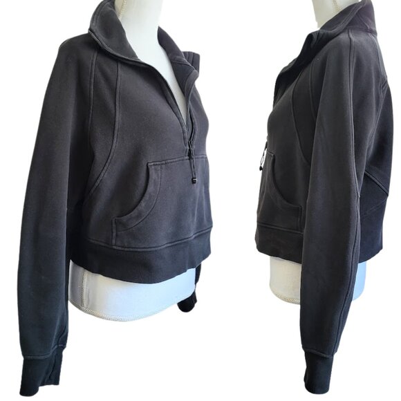 LULULEMON Dark Charcoal Gray Half-Zip Scuba Cropped Pullover Shirt Women's XS/S - Picture 2 of 6